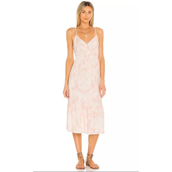 RAILS NWT $188 Delilah Peach‎ Pink Tie Dye Sleeveless Linen Blend Midi Dress XS - Picture 1 of 5